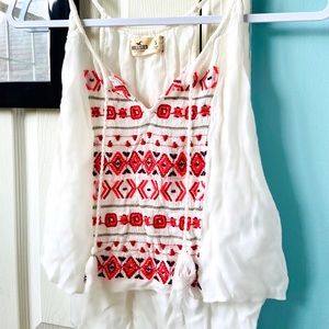 Hollister white flowy tank top